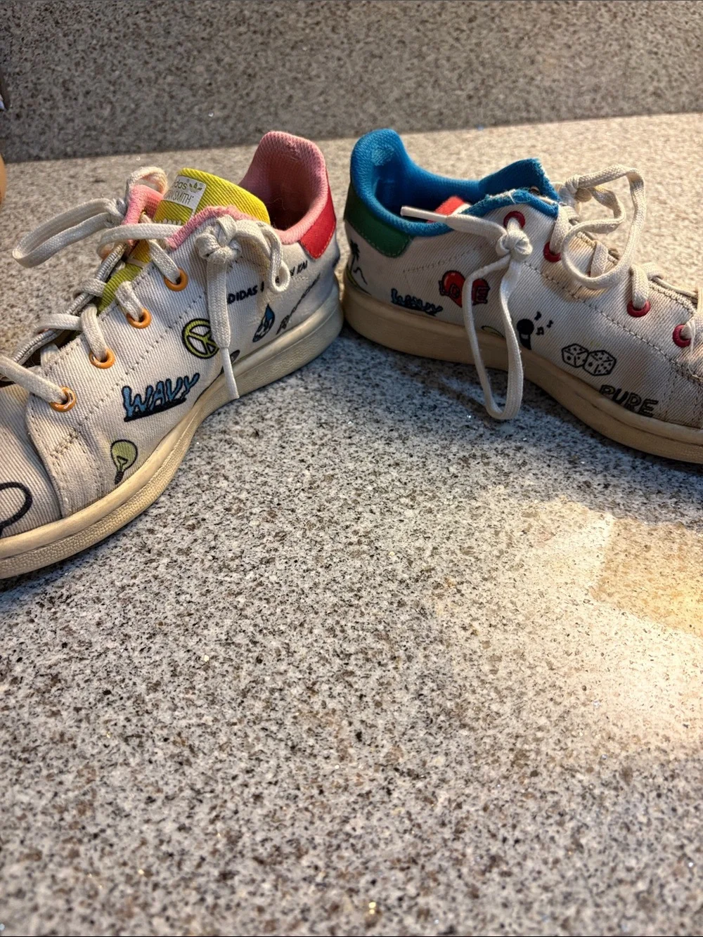 adidas Kids Sneakers with Multicolor Accents - White Canvas